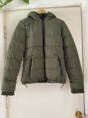 Superdry Olive Green Puffer Jacket with Hood